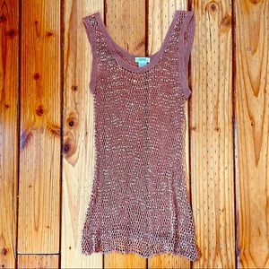 Vintage 90s knit net sequin tank top or mini dress